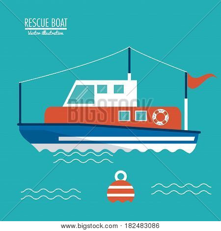 boat ship sea ocen transportation icon. Colorful and flat design. Blue background. Vector illustration
