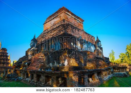 Sukhothai, Thailand - January 16 2017: Wat Mahathat Temple In The Precinct Of Sukhothai Historical P