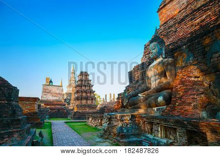 Sukhothai, Thailand - January 16 2017: Wat Mahathat Temple In The Precinct Of Sukhothai Historical P