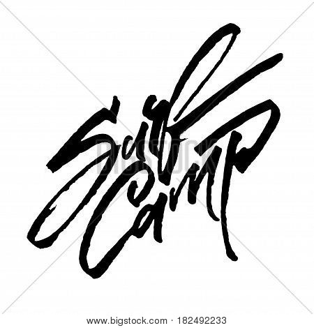 Surf Camp. Modern Calligraphy Hand Lettering for Silk Screen Print