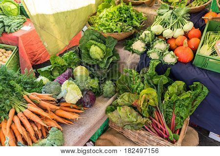 Different kinds of vegetables for sale at a market