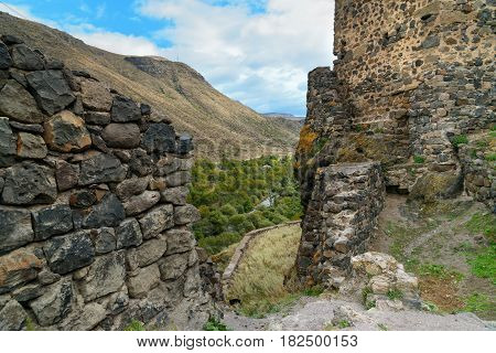 Wall In Khertvisi Fortress On Mountain. Georgia