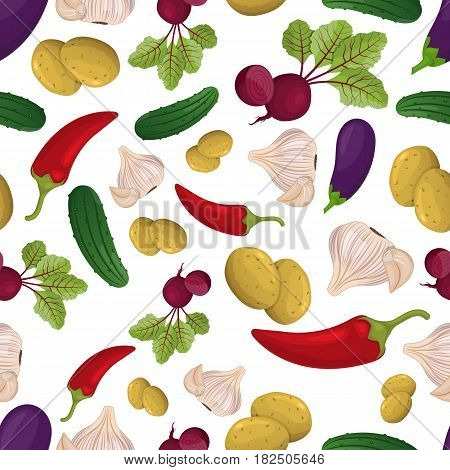 Vegetables seamless pattern on white background eps 10