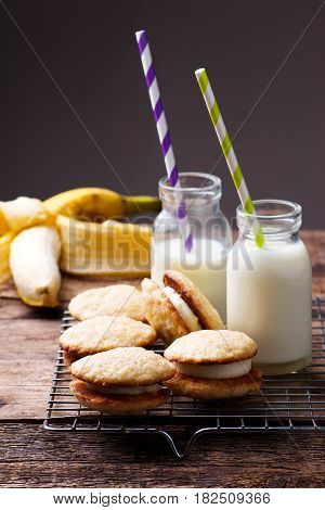 Banana Whoopie Pies. style rustic .selective focus