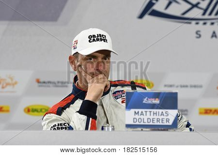 San Diego, USA - April 16, 2017: Matthias Dolderer during press conference the Red Bull Air Race World Championship.