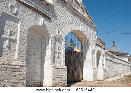 Priirtyshsky, Russia - May 2, 2010: Gate of Ioanno-Vvedensky female monastery. Tobolsk district