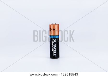 Riga, Latvia - April 18, 2017: Duracell Batteries, Duracell is an American brand of batteries and smart power solutions
