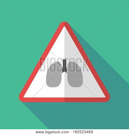 Long Shadow Warning Sign With  A Healthy Human Lung Icon