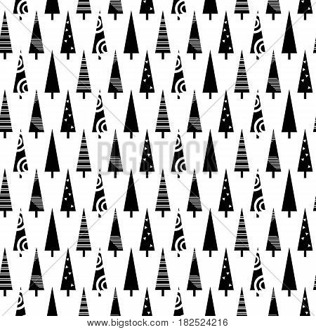 Scandinavian seamless interior pattern with fir-tree. Geometric abstract background. Stock vector.