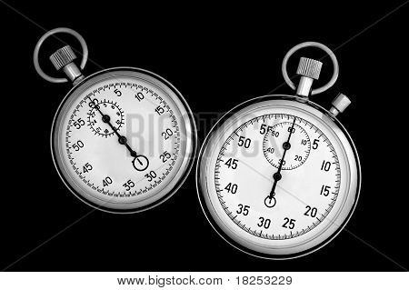 블랙에 2 개의 스톱 워치