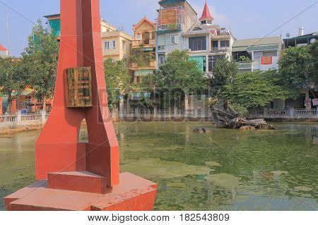 HANOI VIETNAM - NOVEMBER 23, 2016: B52 lake. B52 lake is famous for twisted wreckage of a US B-52 bomber from Vietnam war.