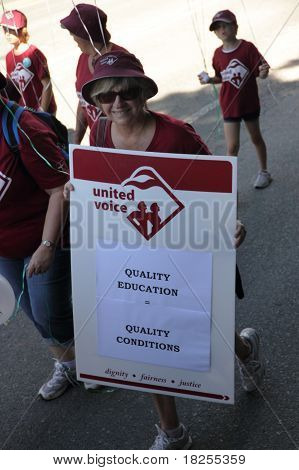 Brisbane, Australien - Mai 2: Tag der Arbeit Straße März protestieren Bildung Arbeitnehmer Rechte 2. Mai 20