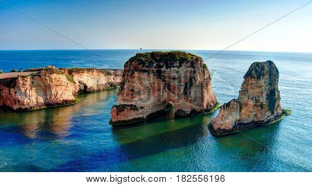 View Raouche or Pigeon Rock Beirut Lebanon