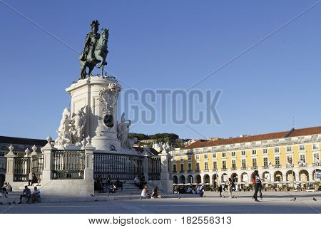 Lisbon, Portugal, April 5, 2017 : Praca Do Comercio (commerce Square). After The Earthquake, The Squ