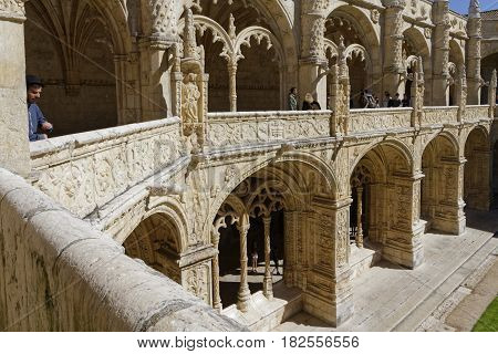 Lisbon, Portugal, April 6, 2017 : The Jeronimos Monastery Or Hieronymites Monastery (mosteiro Dos Je