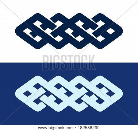 Celtic Knot - Decorative Pattern Irish Ornament Knitwork logo isolated on white and dark blue color.