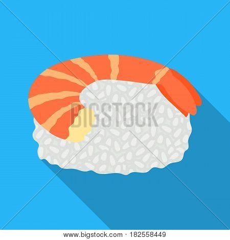 Ebi Nigiri icon in flate style isolated on white background. Sushi symbol vector illustration.