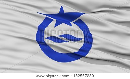 Closeup of Otsu Flag, Capital of Japan Prefecture, Waving in the Wind, High Resolution