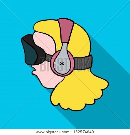 Player with virtual reality headflate icon in flate style isolated on white background. Virtual reality symbol stock vector illustration.
