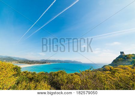 panoramic view of Porto Giunco in Sardinia