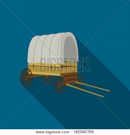 Cowboy wagon icon flate. Singe western icon from the wild west flate.