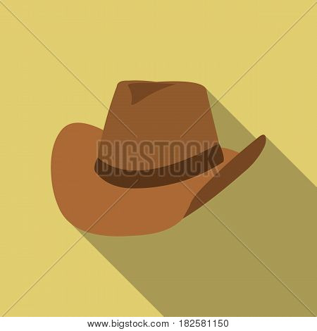 Cowboy hat icon flate. Singe western icon from the wild west flate.