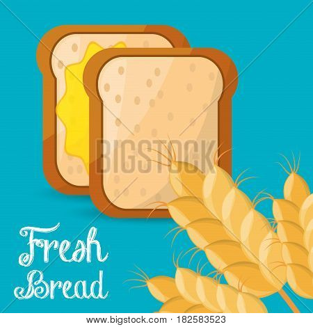 fresh bread slice wheat ingient vector illustration eps 10