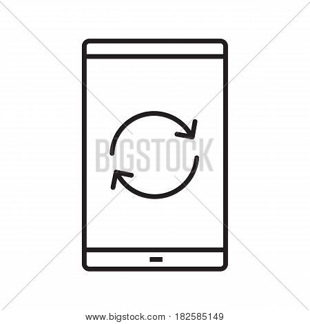Smartphone reload button linear icon. Thin line illustration. Smart phone restarting contour symbol. Vector isolated outline drawing