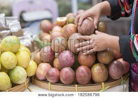 Thailand Chiang Rai Market Fruit Passionfruit