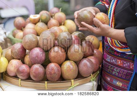 Thailand Chiang Rai Market Fruit Passionfruit