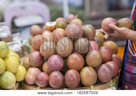 Thailand Chiang Rai Market Fruit Passionfruit