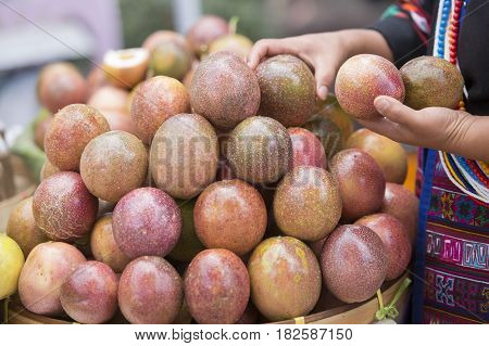 Thailand Chiang Rai Market Fruit Passionfruit