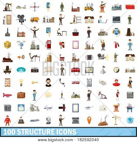 100 structure icons set in cartoon style for any design vector illustration