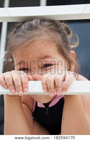 Portrait of sad mix asian girl. Loneliness