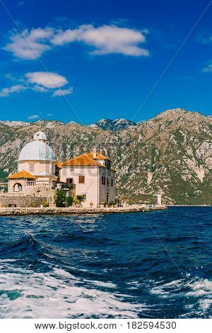 The island of Gospa od Skrpela in the Boko-Kotorsky Gulf near the town of Perast in Montenegro.