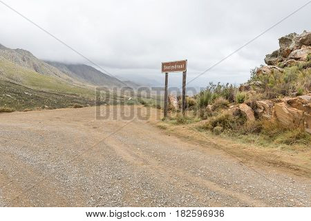 Skelmdraai (sly corner) on the historic Swartberg Pass (black mountain pass). The pass is a national monument