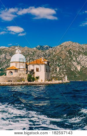 The island of Gospa od Skrpela in the Boko-Kotorsky Gulf near the town of Perast in Montenegro.