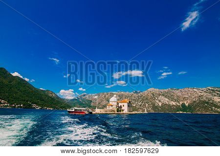 The island of Gospa od Skrpela in the Boko-Kotorsky Gulf near the town of Perast in Montenegro.