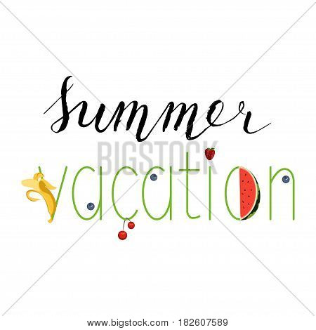 Summer menu banner with Berries and fruits for online cafes, restaurants, advertising actions, magazines and websites. Vector illustration eps 10
