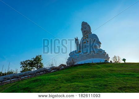Wat Huai Pla Kung (Temple) in Chiang Rai,Thailand.APR 20,2017 Wat Huai Pla Kung temple the pagoda in Chinese style in Chiangrai province of Thailand.well known worldwide. Opened on 19 November 2005