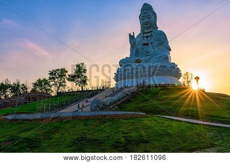 Wat Huai Pla Kung (Temple) in Chiang Rai,Thailand.APR 20,2017 Wat Huai Pla Kung temple the pagoda in Chinese style in Chiangrai province of Thailand.well known worldwide. Opened on 19 November 2005