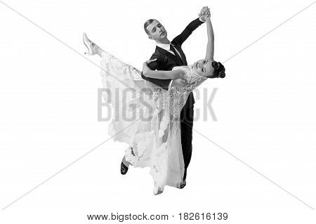 Ballrom Dance Couple In A Dance Pose Isolated On White Bachground