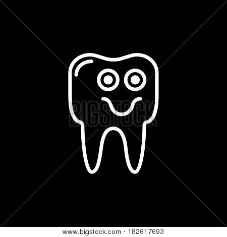 Outline smile tooth icon vector illustration on black background. eps 10