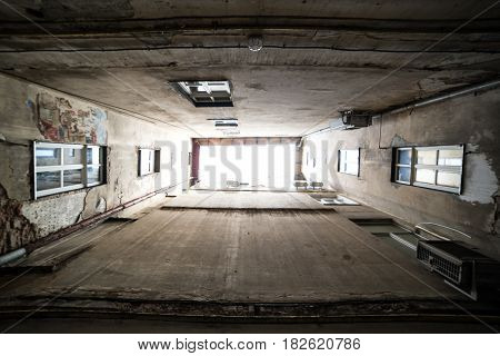 look up from the building city block alone claustrophobia