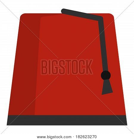 Red turkish fez icon flat isolated on white background vector illustration