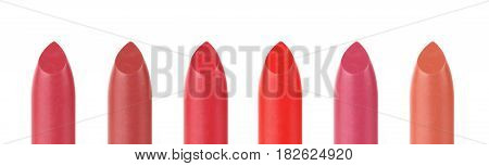 close up of a lipstick on white background