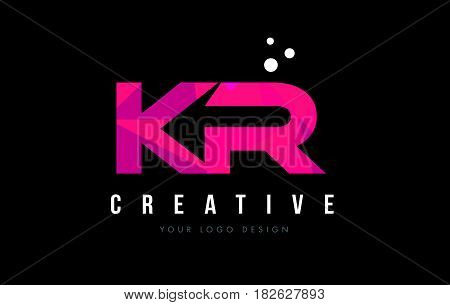 Kr K R Letter Logo With Purple Low Poly Pink Triangles Concept