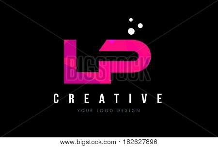 Lp L P Letter Logo With Purple Low Poly Pink Triangles Concept