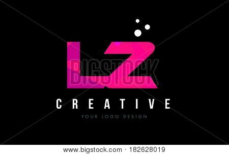 Lz L Z Letter Logo With Purple Low Poly Pink Triangles Concept
