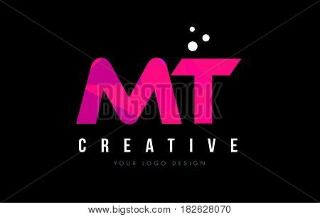 Mt M T Letter Logo With Purple Low Poly Pink Triangles Concept
